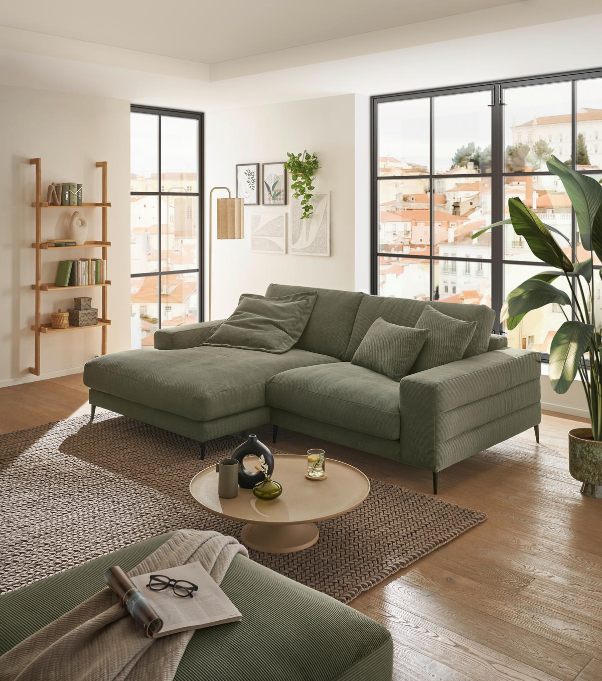 ECKSOFA in Feincord Hellgrau  - Hellgrau/Schwarz, Design, Textil/Metall (177/253cm) - Dieter Knoll