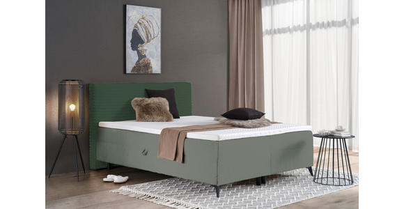 BOXBETT 160/200 cm in Olivgrün - Schwarz/Olivgrün, Design, Holz/Holzwerkstoff (160/200cm) - Xora