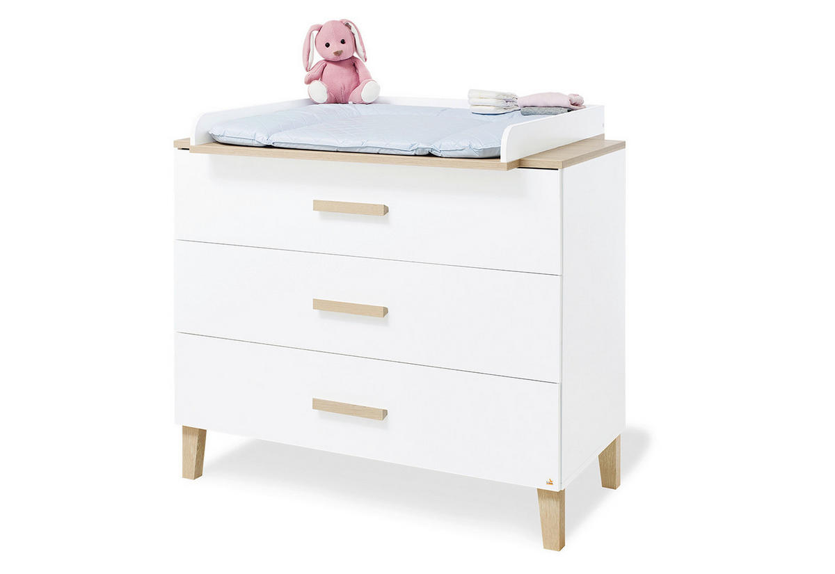 BABYZIMMER LUMI SET  - Eichefarben/Weiß, Design, Holzwerkstoff (145/77/84cm) - Pinolino