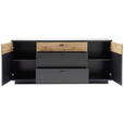 SIDEBOARD Grau, Schwarz, Eichefarben 180/80/44 cm - Eichefarben/Anthrazit, Design, Holzwerkstoff/Metall (180/80/44cm) - Novel