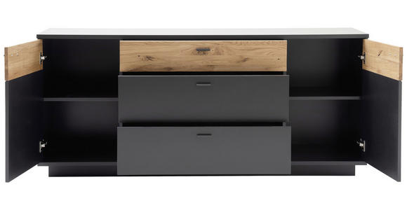 SIDEBOARD Grau, Schwarz, Eichefarben 180/80/44 cm - Eichefarben/Anthrazit, Design, Holzwerkstoff/Metall (180/80/44cm) - Novel