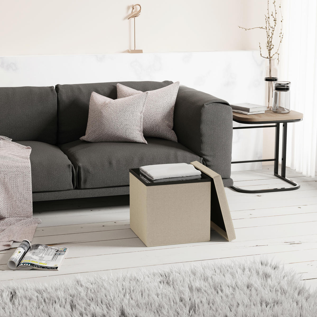 SITZBOX in Kunststoff, Holzwerkstoff Creme  - Creme, Basics, Holzwerkstoff/Kunststoff (38/38/38cm) - MID.YOU