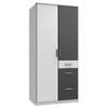 GARDEROB 91/199/58 cm 2-dörrar - vit/aluminiumfärg, Klassisk, trämaterial/plast (91/199/58cm) - Carryhome