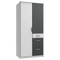 KLEIDERSCHRANK 2-türig Graphitfarben, Weiß  - Alufarben/Graphitfarben, KONVENTIONELL, Holzwerkstoff/Kunststoff (91/199/58cm) - Boxxx