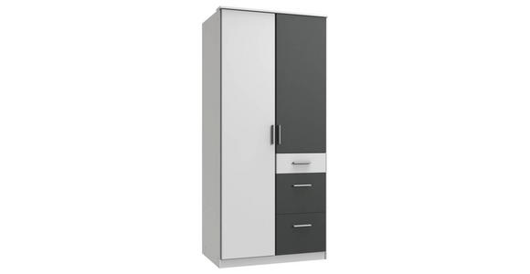 KLEIDERSCHRANK 2-türig Graphitfarben, Weiß - Alufarben/Graphitfarben, KONVENTIONELL, Holzwerkstoff/Kunststoff (91/199/58cm) - Carryhome