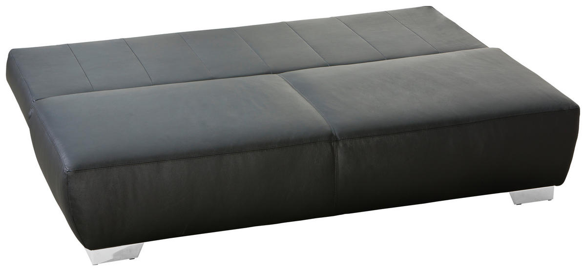 SCHLAFSOFA  in Echtleder Schwarz  - Chromfarben/Schwarz, KONVENTIONELL, Leder/Metall (195/85/90cm) - Livetastic