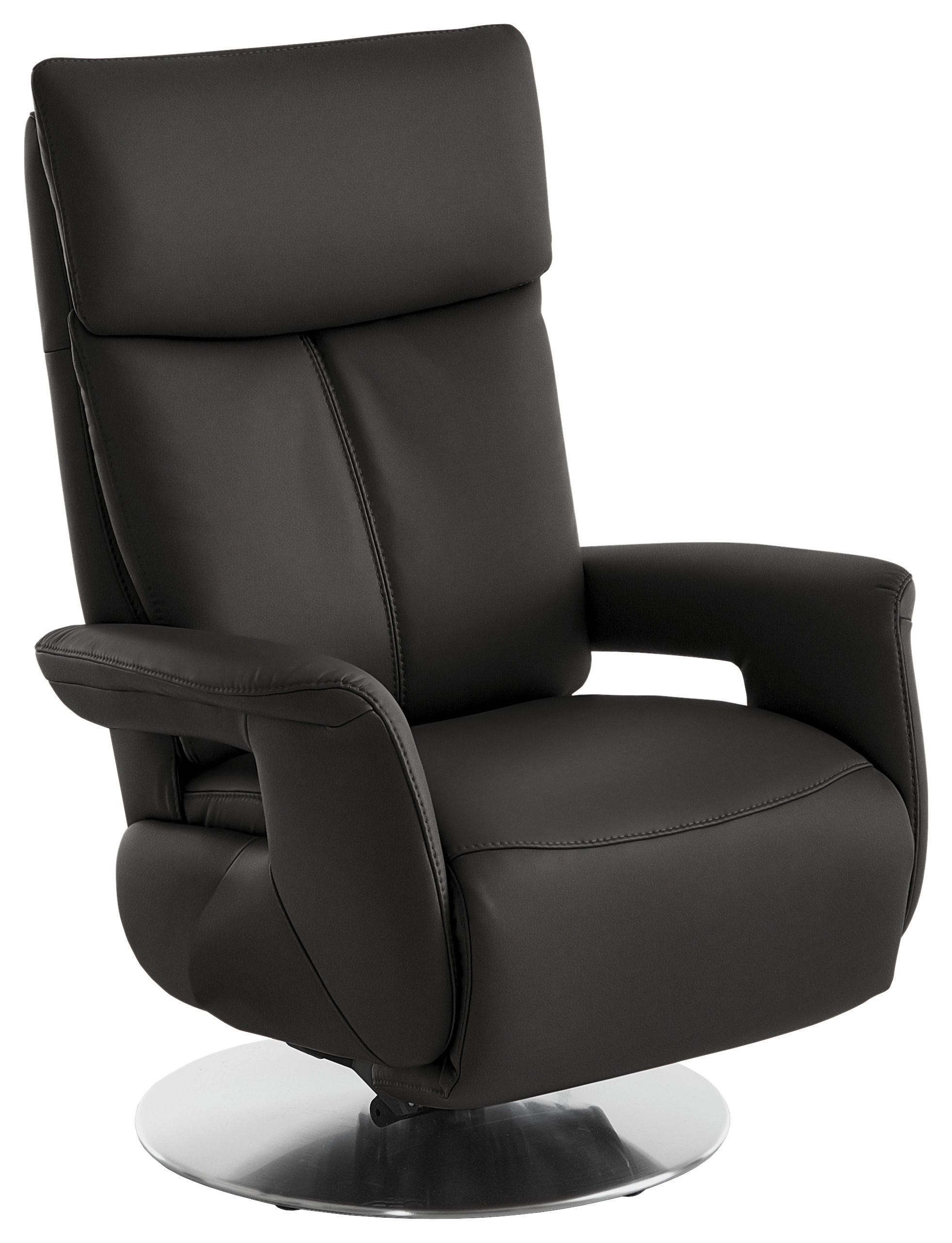 RELAXSESSEL in Leder Grau  - Edelstahlfarben/Grau, Design, Leder/Metall (78/112/85cm) - Cantus