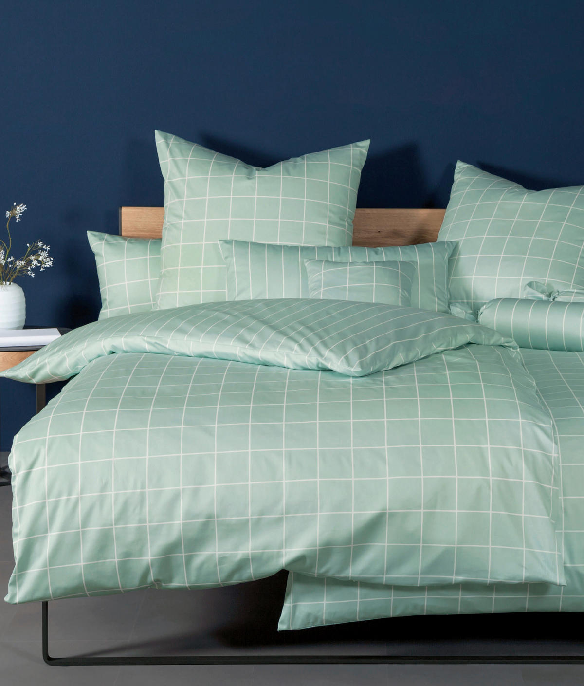WENDEBETTWÄSCHE Giulietta Makosatin 155/220 cm  - Jadegrün/Weiß, Basics, Textil (155/220cm) - Janine
