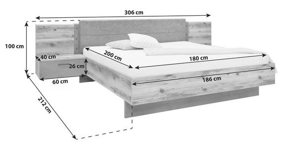 Bettanlage Alicante - Fichtefarben/Grau, MODERN, Holzwerkstoff/Textil (180/200cm) - Luca Bessoni