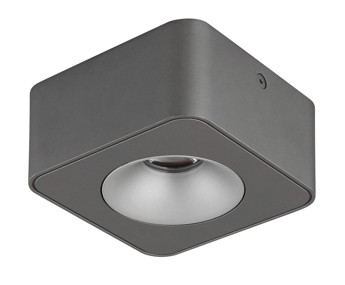 LED ZÁŘIČ, 11.7/11.7/5.5 cm - čiré/tmavě šedá, Konvenční, kov/plast (11.7/11.7/5.5cm) - Globo