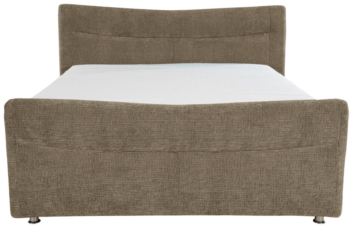 BOXSPRINGBETT 180/200 cm  in Braun  - Chromfarben/Braun, KONVENTIONELL, Textil/Metall (180/200cm) - Esposa
