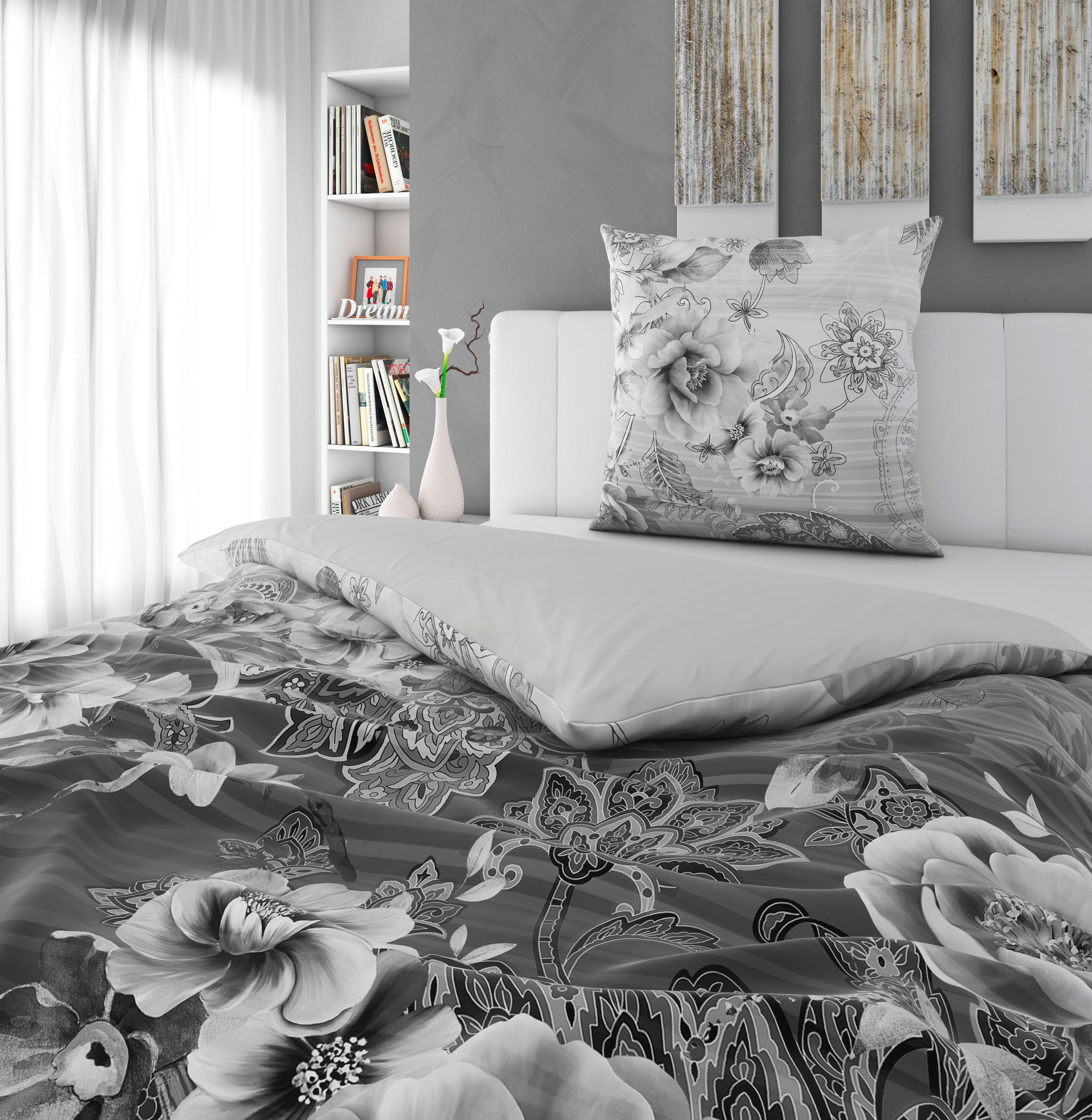WENDEBETTWÄSCHE Angelo Satin 155/220 cm  - Anthrazit, Design, Textil (155/220cm) - Esposa