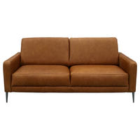 2-SITZER-SOFA in Echtleder Cognac  - Cognac/Schwarzchrom, Design, Leder/Metall (157/85/92cm) - Livetastic