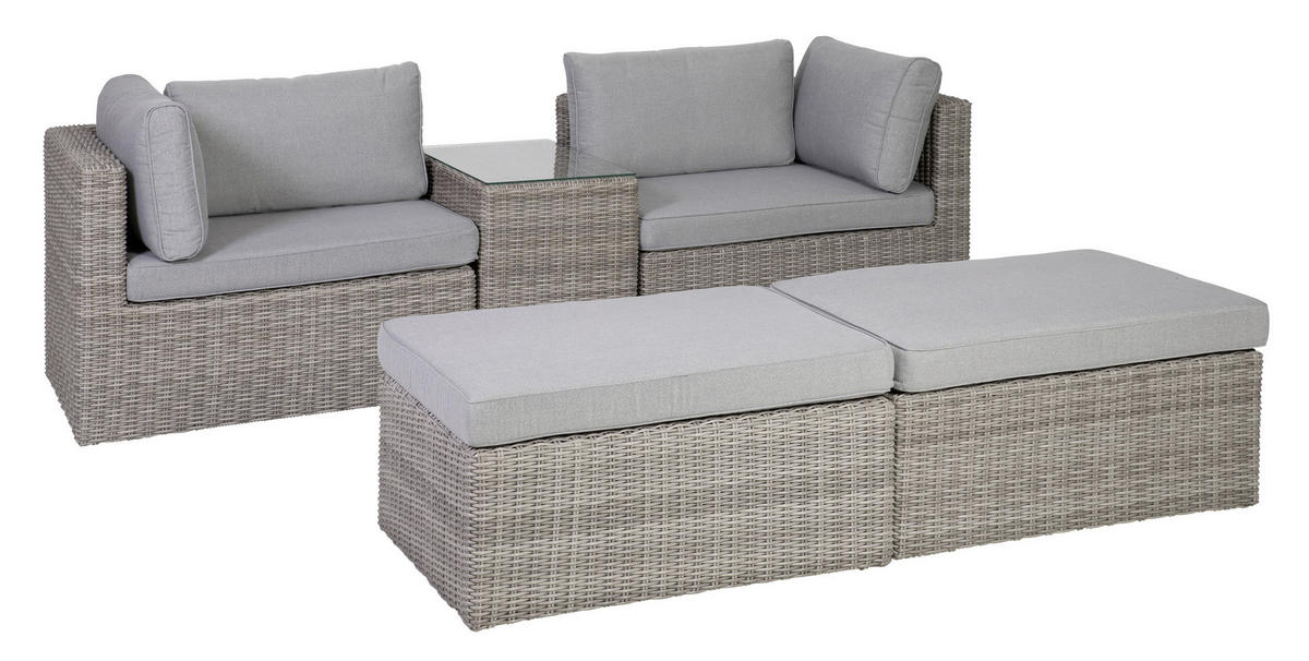 LOUNGEGARNITUR   93/65/71 cm Stahl  - Grau, Basics, Glas/Textil (93/65/71cm) - Gardenson