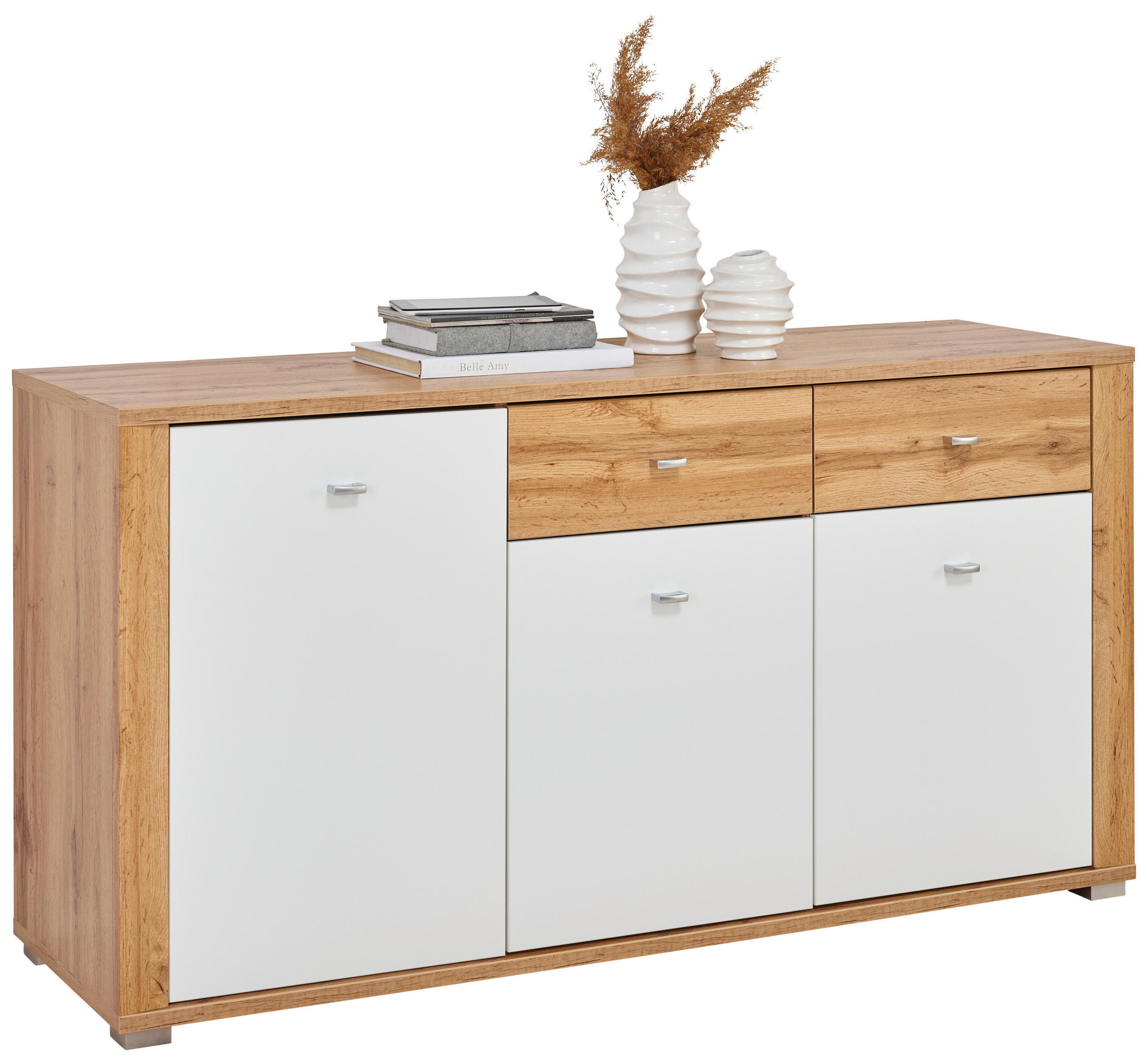 SIDEBOARD  in 148/78/45 cm  - Chromfarben/Eichefarben, KONVENTIONELL, Holzwerkstoff/Kunststoff (148/78/45cm) - Ti'me