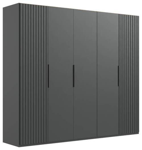 GARDEROB MED GÅNGJÄRN 250/216/58 cm 5-dörrar - grafitfärgad/svart, Modern, metall/trämaterial (250/216/58cm) - MID.YOU