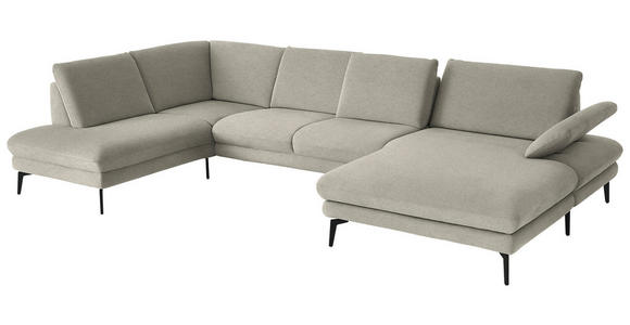 WOHNLANDSCHAFT  in Chenille, Flachgewebe Greige  - Greige/Schwarz, Design, Textil/Metall (208/344/180cm) - Dieter Knoll