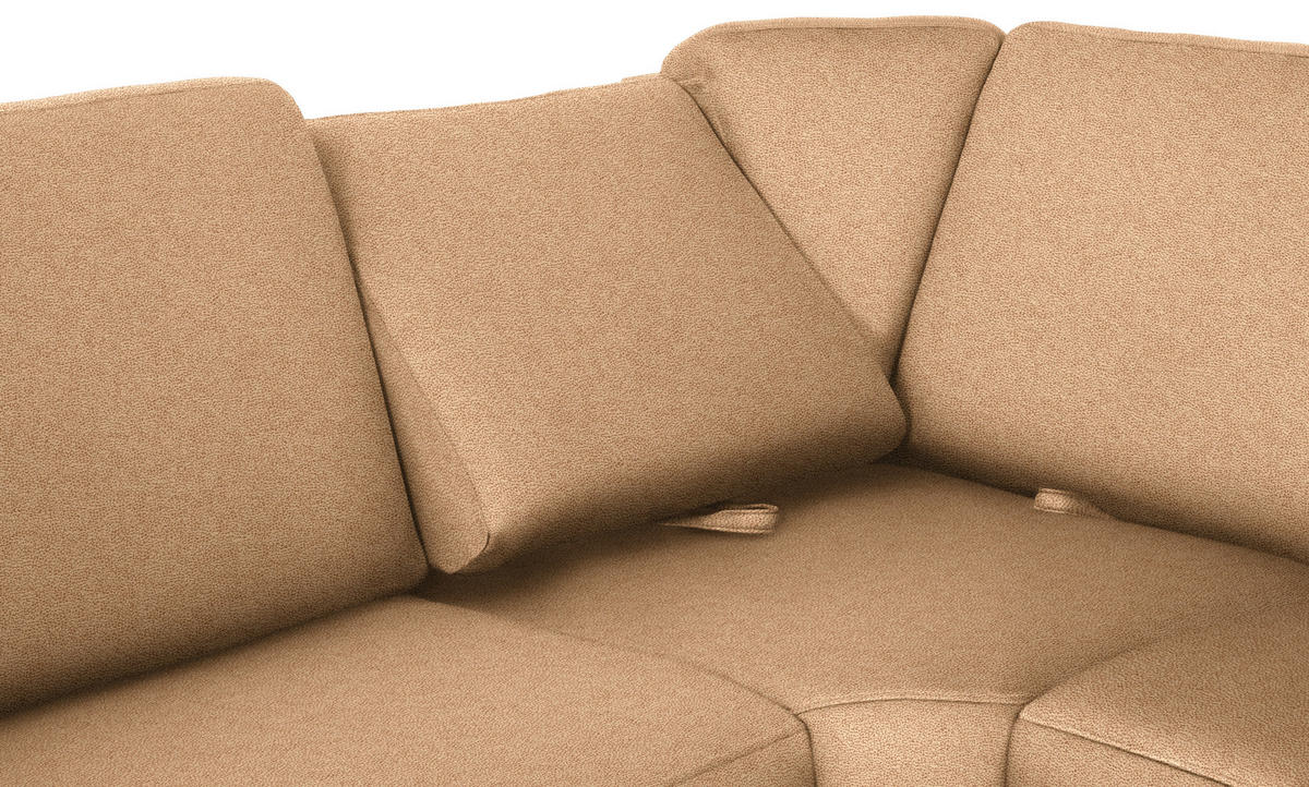 WOHNLANDSCHAFT Hellbraun Flachgewebe  - Chromfarben/Hellbraun, KONVENTIONELL, Textil/Metall (240/336/163cm) - Beldomo System