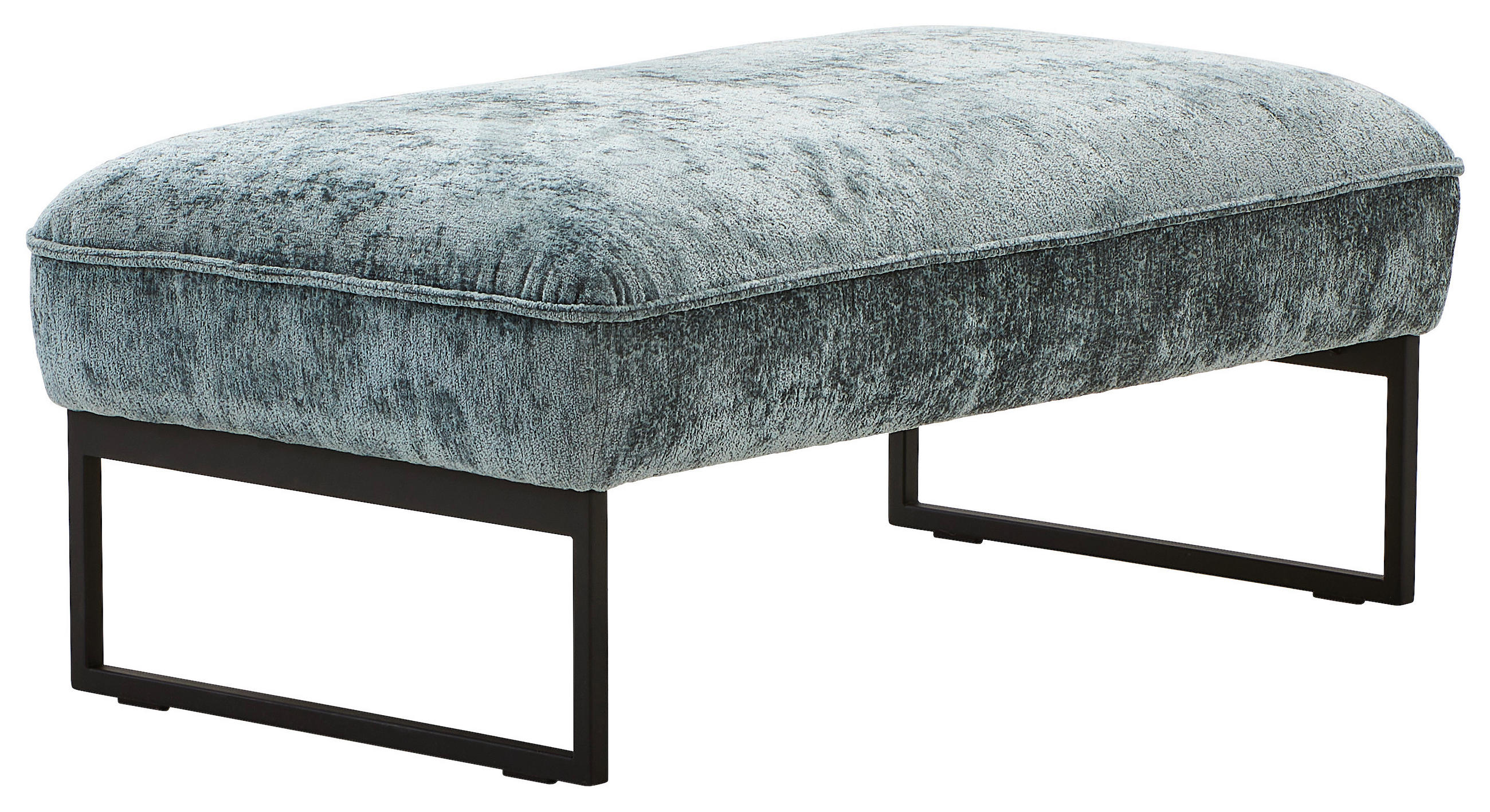 HOCKERBANK 108/46/64 cm Chenille Graublau Metall  - Graublau/Anthrazit, Design, Textil/Metall (108/46/64cm) - Joop!