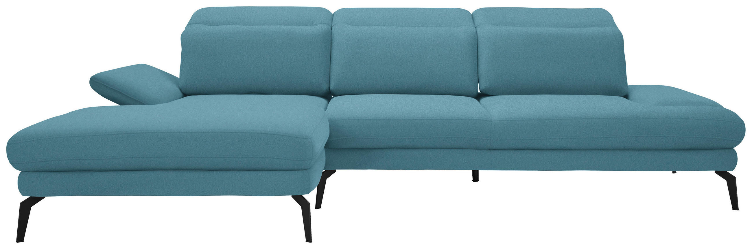 ECKSOFA in Flachgewebe Blau  - Blau/Schwarz, Design, Textil/Metall (180/289cm) - Stylife