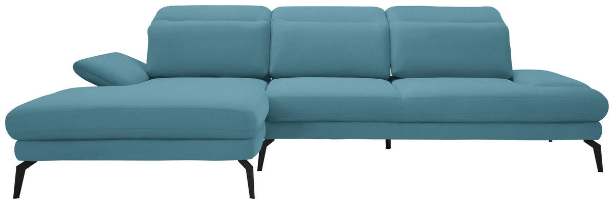 ECKSOFA in Flachgewebe Blau  - Blau/Schwarz, Design, Textil/Metall (180/289cm) - Stylife