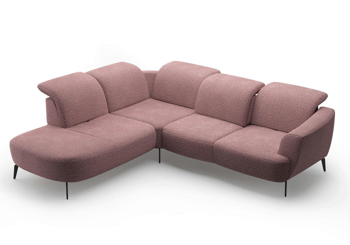 ECKSOFA in Chenille Aubergine  267/300 cm  - Aubergine/Schwarz, KONVENTIONELL, Textil/Metall (267/300cm) - Sit & More