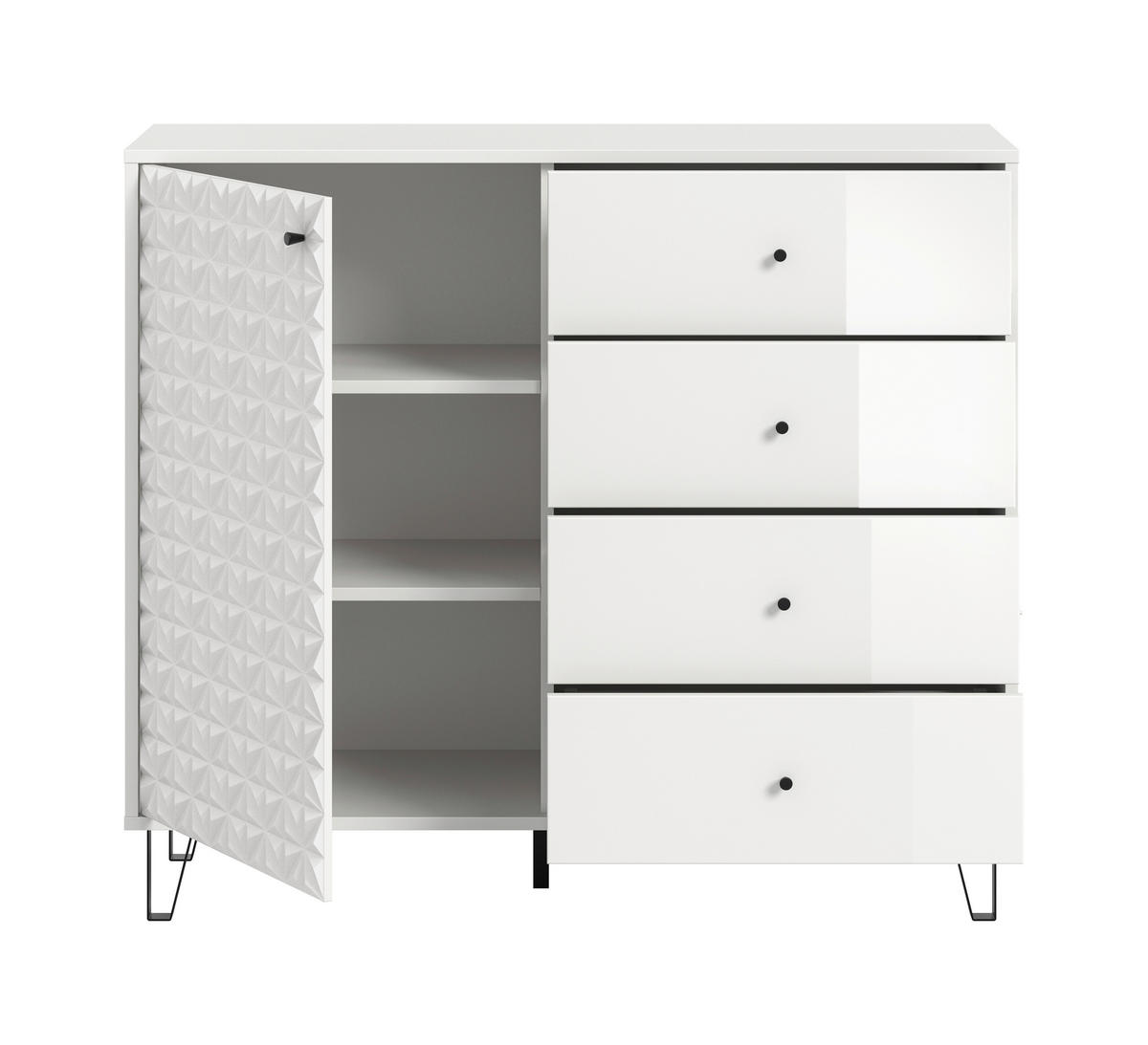 HIGHBOARD  in 110/96/40 cm  - Weiß Hochglanz/Schwarz, Design, Holzwerkstoff/Kunststoff (110/96/40cm) - Livetastic