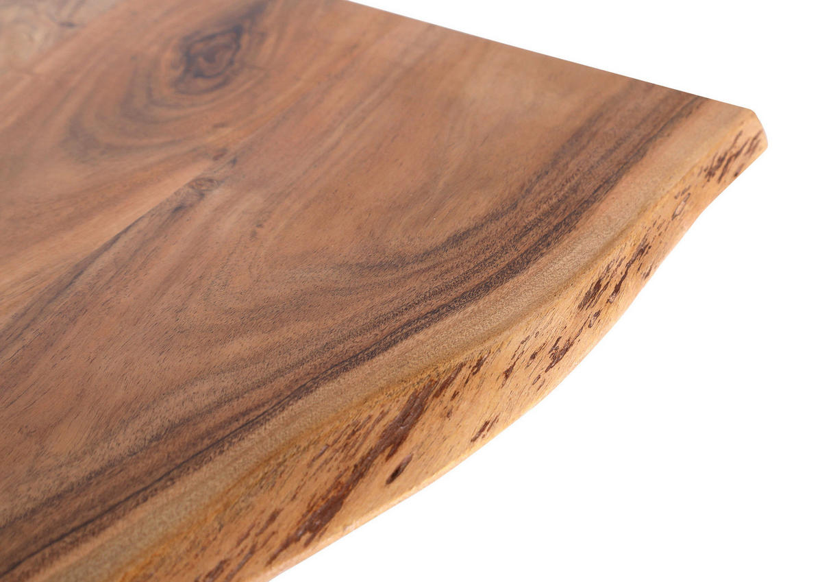 ESSTISCH Akazie massiv rechteckig Naturfarben, Schwarz  - Schwarz/Naturfarben, MODERN, Holz/Metall (180/90/75cm) - Livetastic