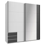 SCHWEBETÜRENSCHRANK  in Graphitfarben, Weiß  - Alufarben/Graphitfarben, Design, Glas/Holzwerkstoff (179/198/64cm) - Carryhome