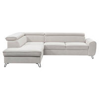 ECKSOFA in Flachgewebe Weiss  - Weiss/Schwarz, Design, Textil/Metall (200/250cm) - Stylife