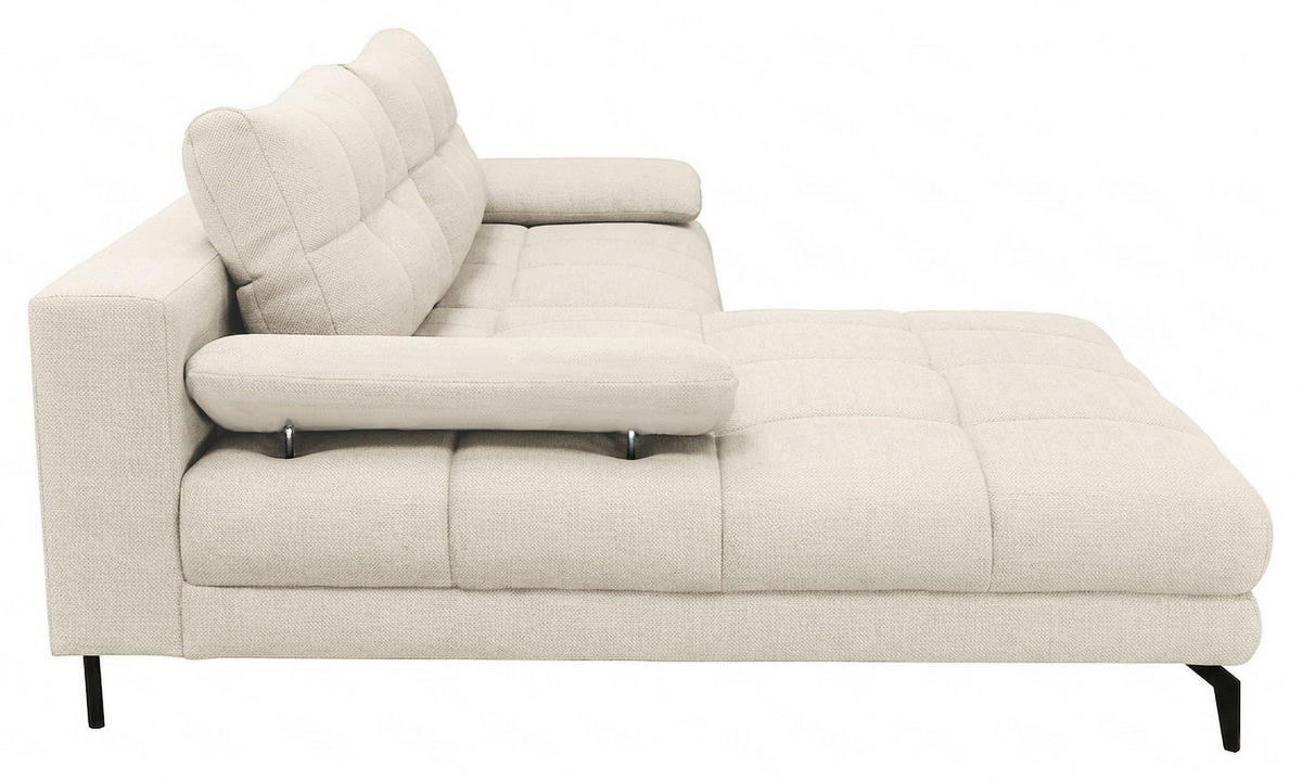 ECKSOFA Perlmutt Struktur Rückenkissen, Bettkasten, Schlaffunktion, Rücken echt, Armteilverstellung, Liegefläche im Originalstoff  - Beige/Perlmutt, MODERN, Textil/Metall (181/263cm) - Carryhome