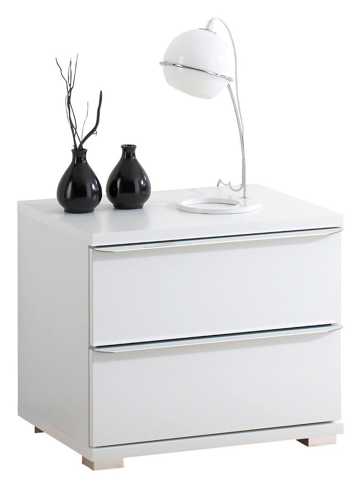 NACHTKÄSTCHEN 51/44/40 cm  in Weiss  - Chromfarben/Weiss, Design, Glas/Holzwerkstoff (51/44/40cm) - Moderano