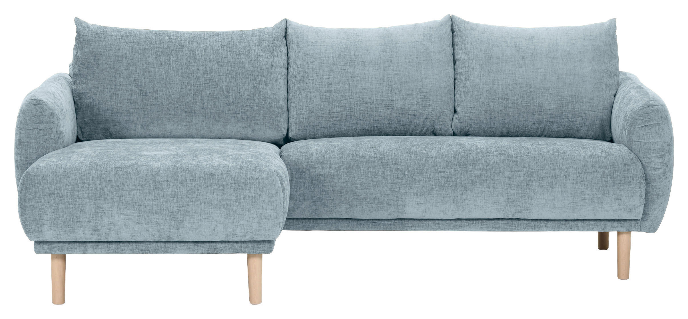 ECKSOFA Blau Flachgewebe  - Blau/Buchefarben, KONVENTIONELL, Holz/Textil (144/230cm) - Carryhome