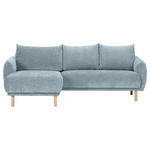 ECKSOFA Blau Flachgewebe  - Blau/Buchefarben, KONVENTIONELL, Holz/Textil (144/230cm) - Carryhome