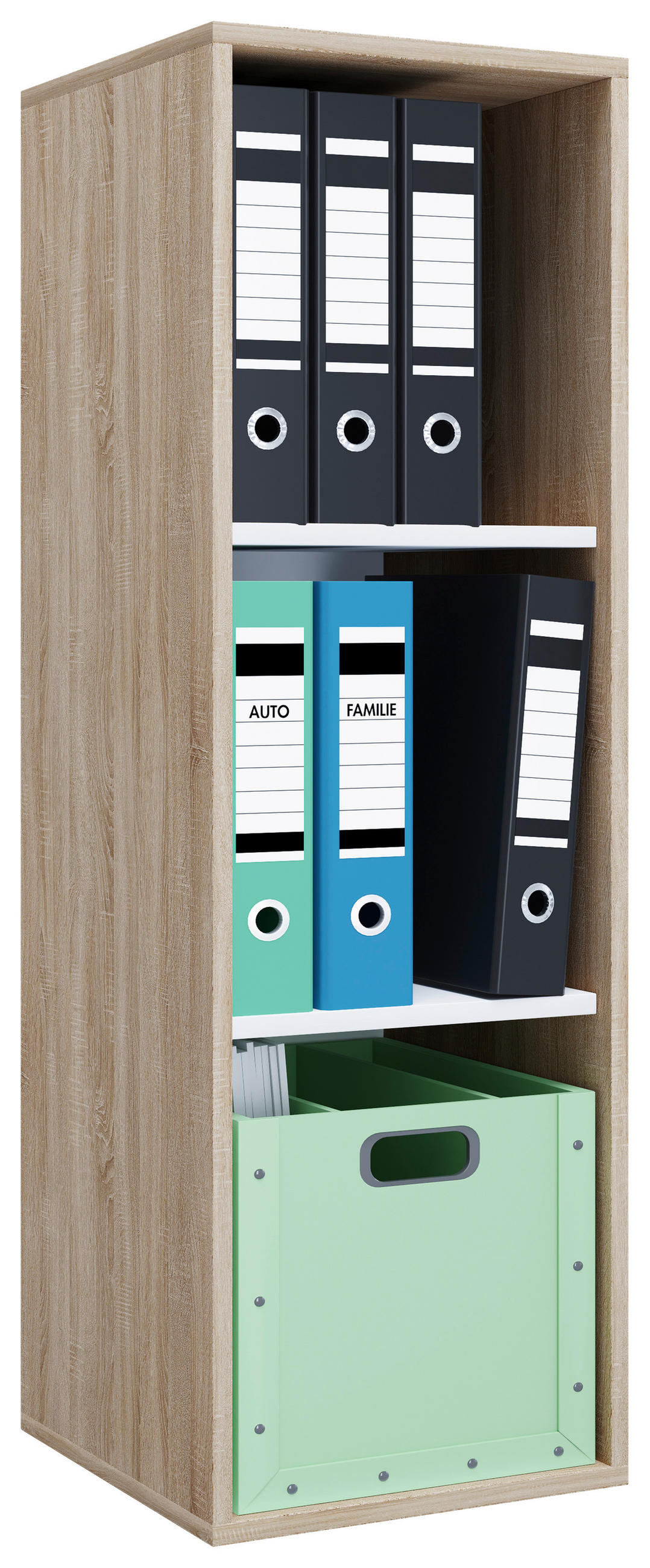 AKTENREGAL 35/110/37 cm  - Weiss/Sonoma Eiche, Modern, Holzwerkstoff (35/110/37cm) - MID.YOU