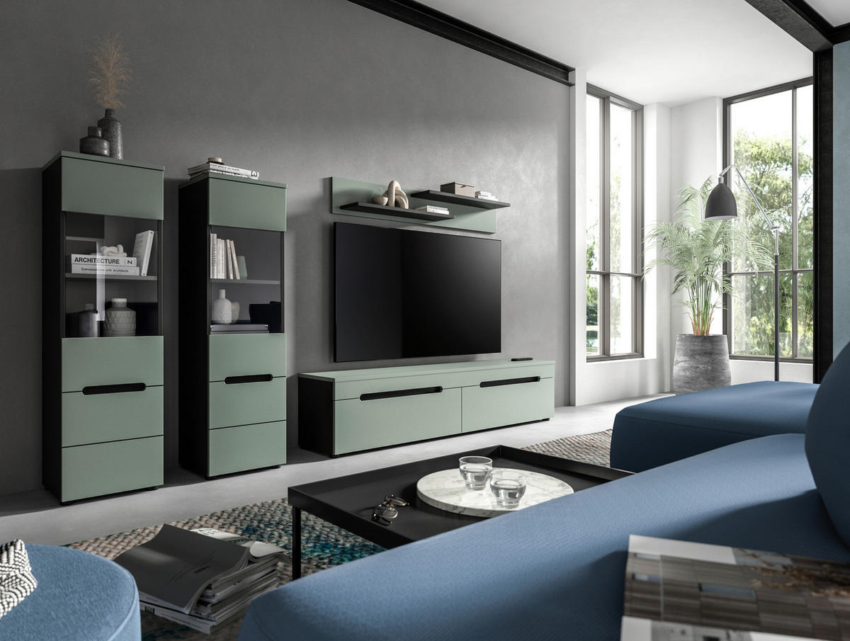 OBÝVACÍ STĚNA  - černá, Design, kompozitní dřevo/plast (272/141/33cm) - Livetastic