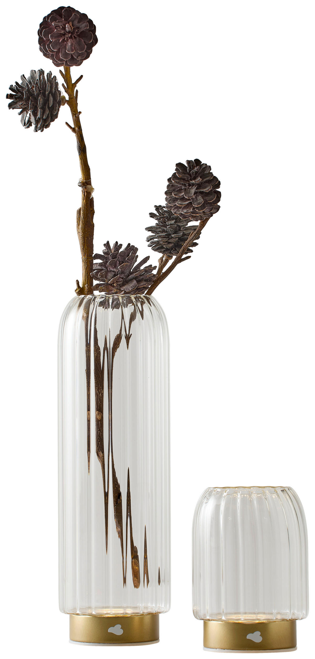 VASE RIPOSO  - Transparent/Goldfarben, Basics, Glas/Kunststoff (9/12,3/9cm) - Leonardo