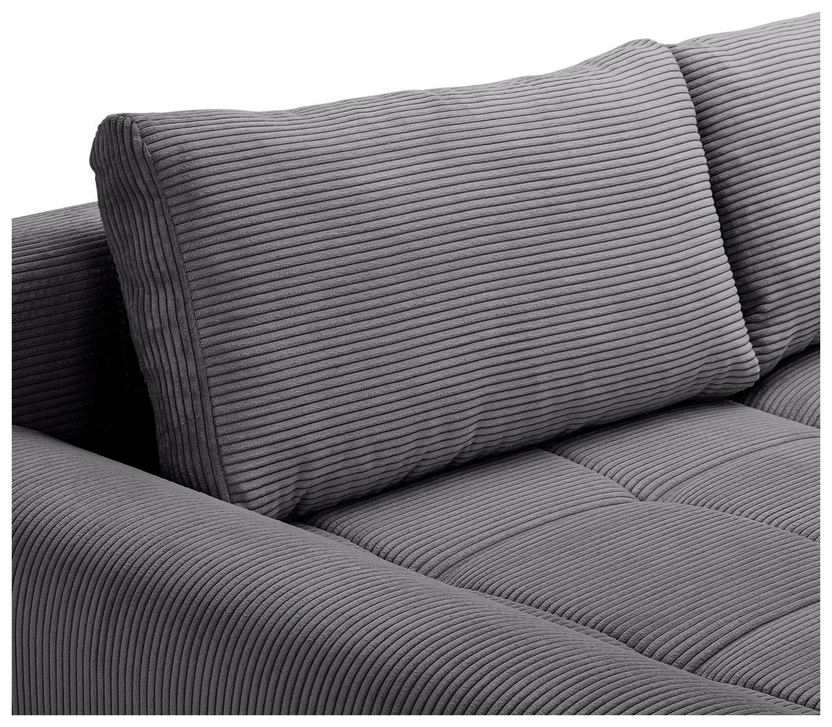 WOHNLANDSCHAFT in Cord Anthrazit  - Chromfarben/Anthrazit, KONVENTIONELL, Kunststoff/Textil (180/376/180cm) - Carryhome