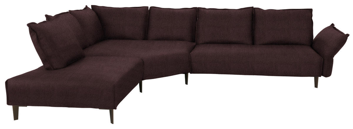 ECKSOFA in Echtleder Dunkelbraun  - Dunkelbraun/Schwarz, Design, Leder/Metall (272/340cm) - W.Schillig