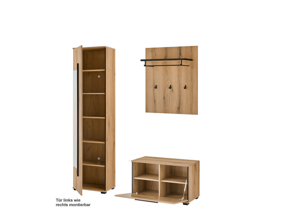 GARDEROBE 4-teilig  in 140/201/39 cm  - Eichefarben, MODERN, Holzwerkstoff (140/201/39cm) - MID.YOU