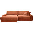 ECKSOFA in Cord Terracotta  - Terracotta/Schwarz, MODERN, Kunststoff/Textil (180/300cm) - Carryhome