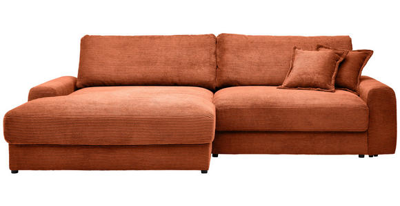 ECKSOFA in Cord Terracotta  - Terracotta/Schwarz, MODERN, Kunststoff/Textil (180/300cm) - Carryhome