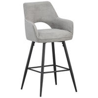 BARHOCKER Cord Schwarz, Hellgrau Eisen Stoffauswahl, inklusive Armlehnen  - Hellgrau/Schwarz, Design, Textil/Metall (56/110/58cm) - Hom`in