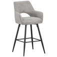 BARHOCKER Cord Schwarz, Hellgrau Eisen Stoffauswahl, inklusive Armlehnen  - Hellgrau/Schwarz, Design, Textil/Metall (56/110/58cm) - Hom`in