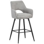 BARHOCKER Cord Schwarz, Hellgrau Eisen Stoffauswahl, inklusive Armlehnen  - Hellgrau/Schwarz, Design, Textil/Metall (56/110/58cm) - Hom`in
