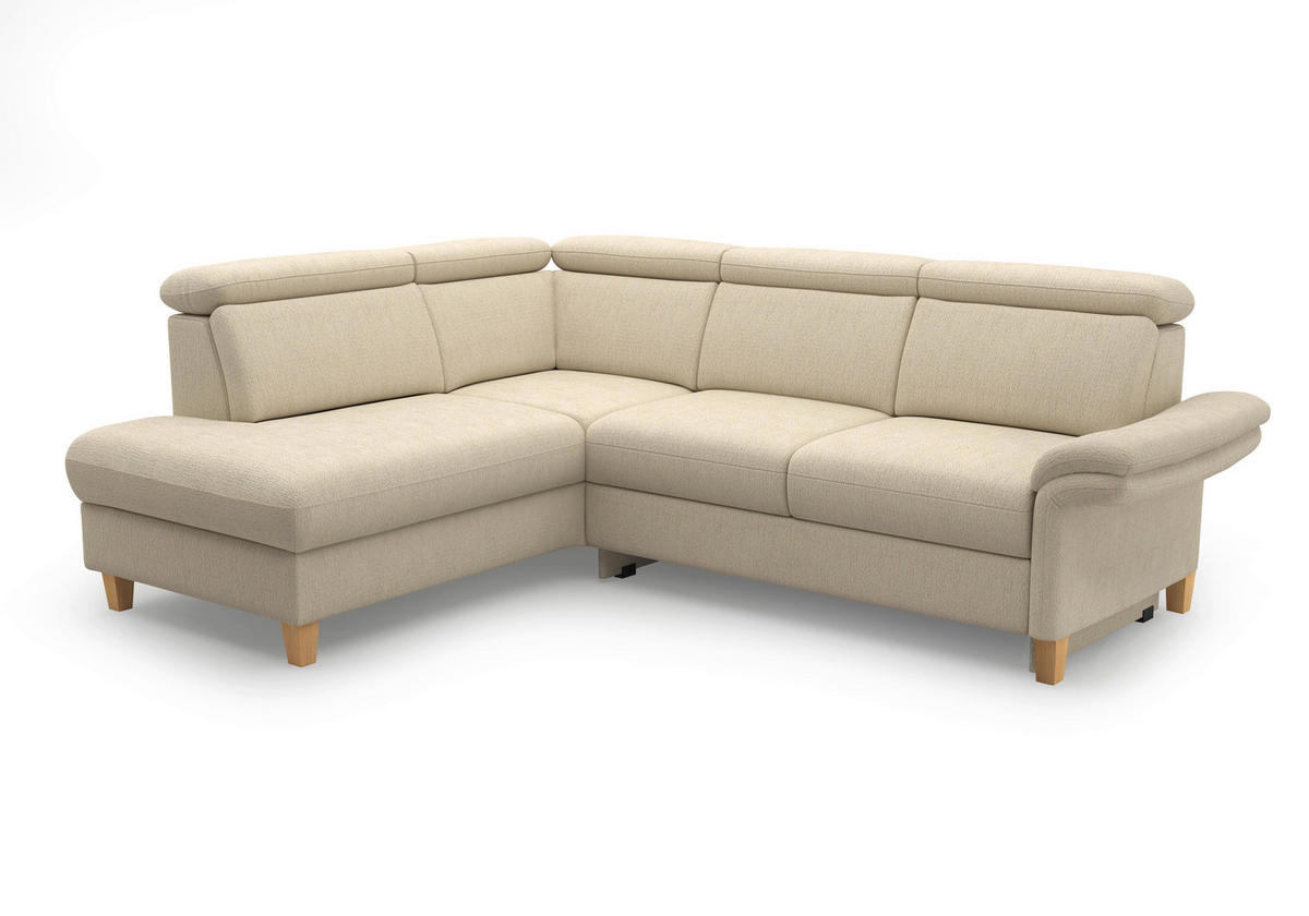 ECKSOFA Chenille Sandfarben  - Sandfarben/Eichefarben, Konventionell, Holz/Textil (193/247cm) - Sit & More