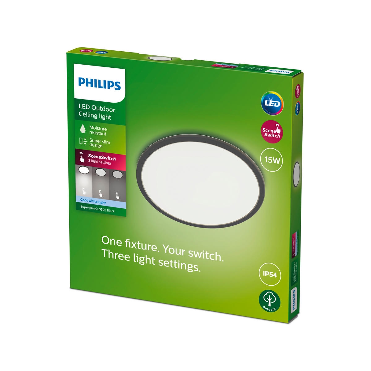 LED-DECKENLEUCHTE Superslim CL550 25/25/2,3 cm   - Schwarz, Basics, Metall (25/25/2,3cm)
