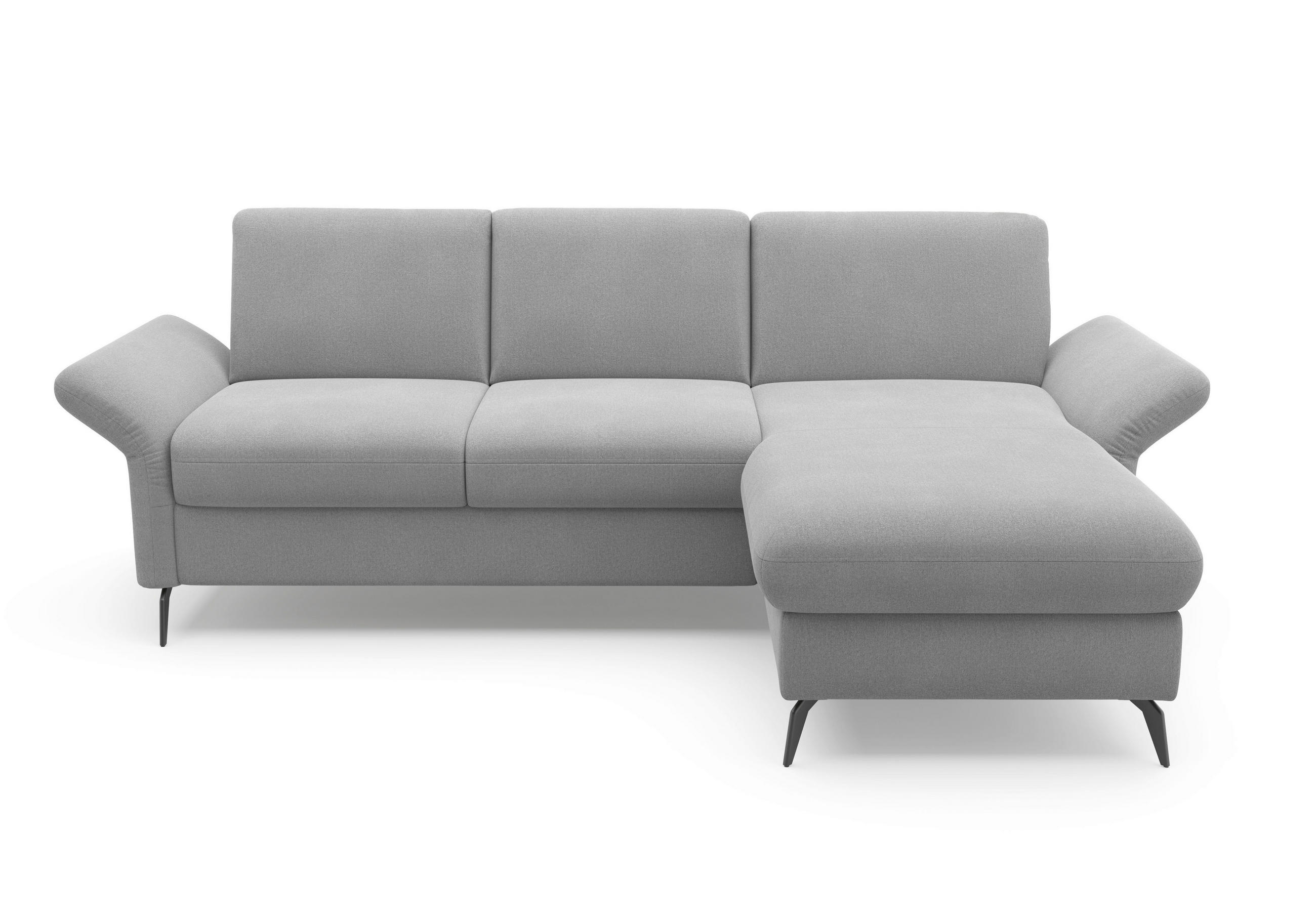 ECKSOFA ROCHELLE E Grau Flachgewebe  - Schwarz/Grau, KONVENTIONELL, Textil/Metall (251/164cm) - Sit & More