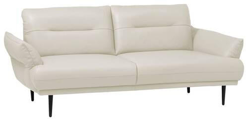 2-SITZER-SOFA Lederlook Weiß  - Schwarz/Weiß, Design, Holz/Textil (183/85/96cm) - Livetastic
