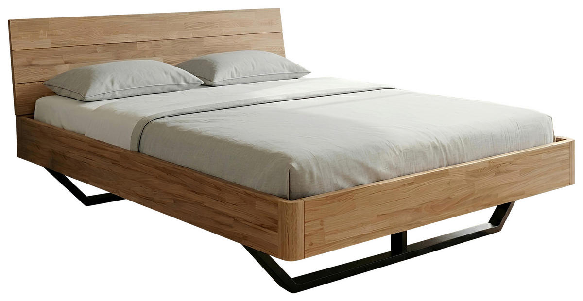 BETT 180/200 cm  in Eichefarben  - Eichefarben/Schwarz, MODERN, Holz/Metall (180/200cm) - MID.YOU